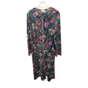 Miss Elaine Floral Zippered Robe Long Sleeve